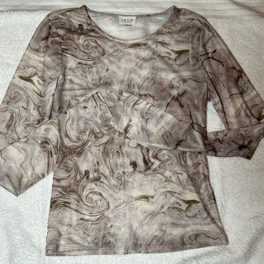 SHEER MARBLE LONG SLEEVE TOP